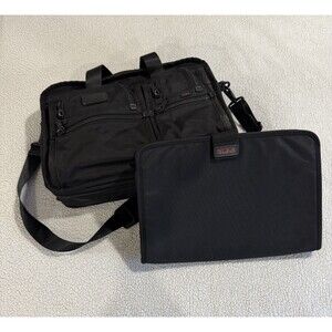 Tumi Alpha Expandable Organizer Laptop Brief Black Nylon